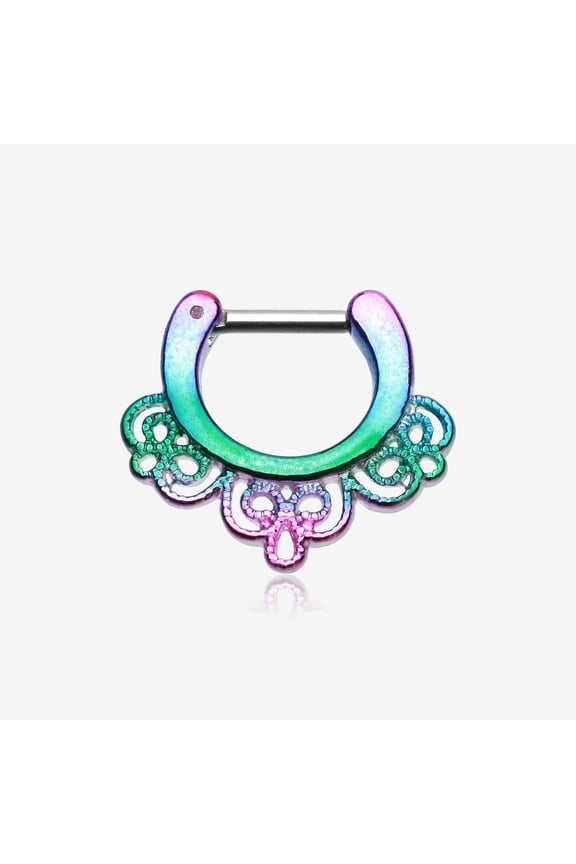 Rainbow Florid Filigree Septum Clicker