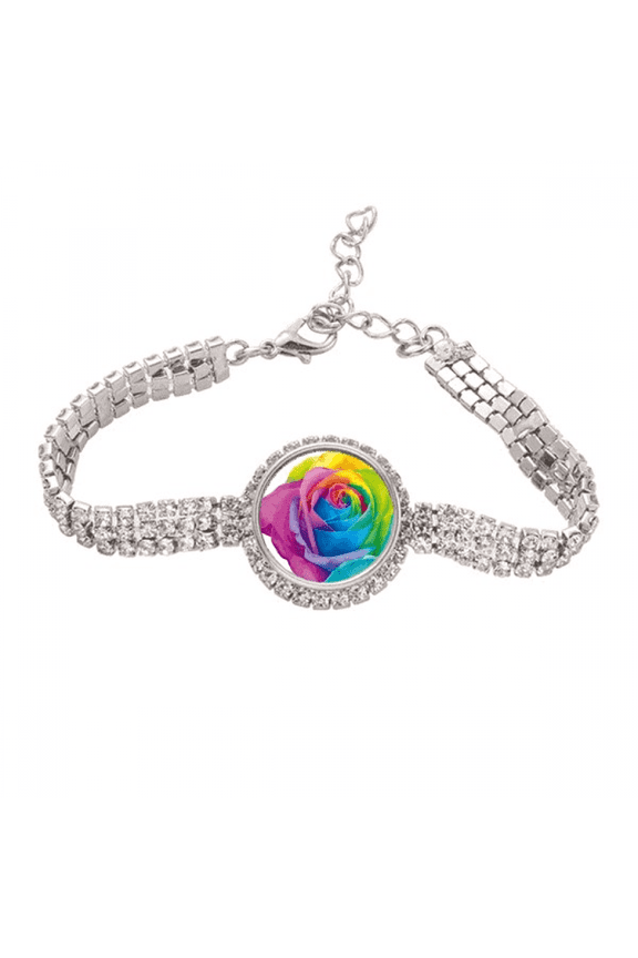 Rainbow   Flower LGBT Tennis Chain Anklet Bracelet Diamond Jewelry