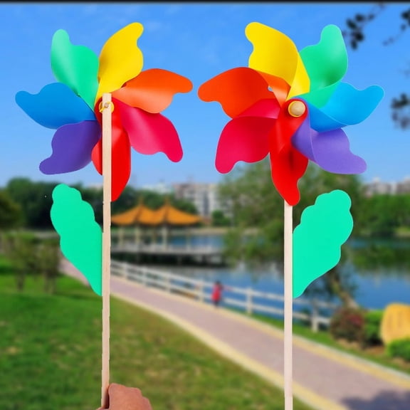Rainbow Flower Pinwheels, 10 Pack, Pinwheels for Yard and Garden, Pinwheels for Kids, Wind Pinwheel, Flower Wind Spinners