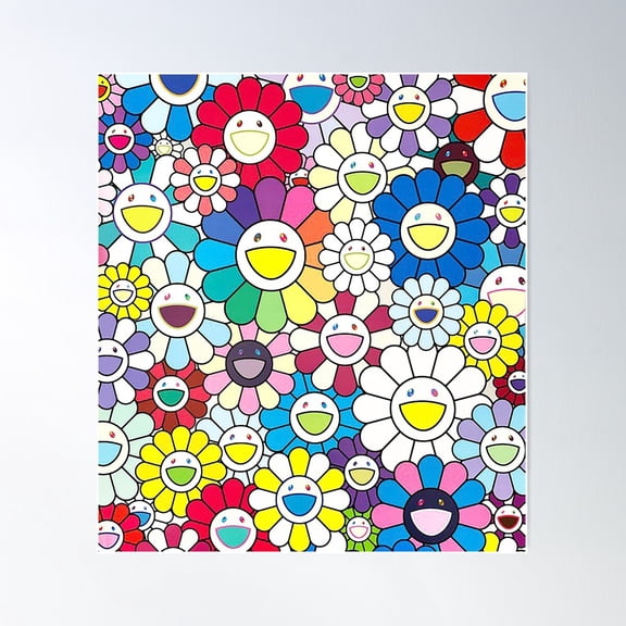 Rainbow Flower Poster Wall Art, Modern Wall Decor For Living Room Bedroom, 16x24 UNFRAMED