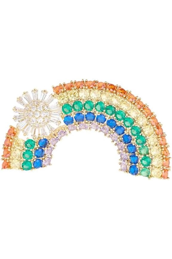 Rainbow Flower Rhinestone Lapel Brooch Pin for Women Colorful Crystal CZ Sunflower Floral Brooches Pins Dainty Jewelry for Dress Suit Hat Backpack Jacket Bag Clothes Accessories Pride Decor