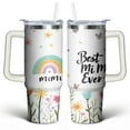 thumbnail image 1 of Rainbow Flowers 30 Oz Tumbler with Handle Lid and Straw, Stainless Steel Double Walled Vacuum Insulated Cup, Cute Anniversary Wedding Birthday Gifts Tumbler for Women Men Friends Outdoor Indoor, 1 of 1