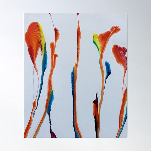 Rainbow Flowers Poster Wall Art, Modern Wall Decor For Living Room Bedroom, 8x12 UNFRAMED