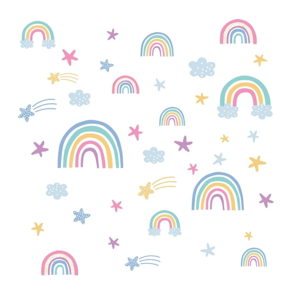 SDFGTstore Rainbow Fluorescence Sticker 1 Set PVC Cartoon Colorful Sticker Decal for Children Girl Boy Room Window Wall Decorations