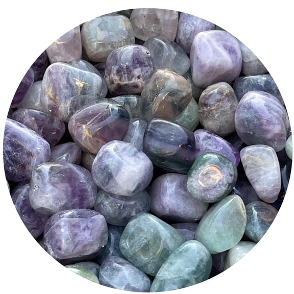 Rainbow Fluorite Tumbled Stones, Polished Natural Rainbow Fluorite Gemstone, Rainbow Fluorite Healing Crystals (Rainbow Fluorite, 1 Pound)
