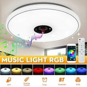 Rainbow Flush Mount LED Ceiling Light with Remote Control, Music Bluetooth Speaker, App Control Ceiling Lights, Warm/Cold White RGB Dimmable Color Changing Lamp for Living Room Bedroom