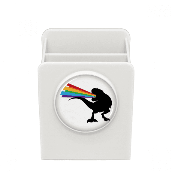 Rainbow Fountain Dinosaur Back Desk Pencil Holder Cup Pen Organizer