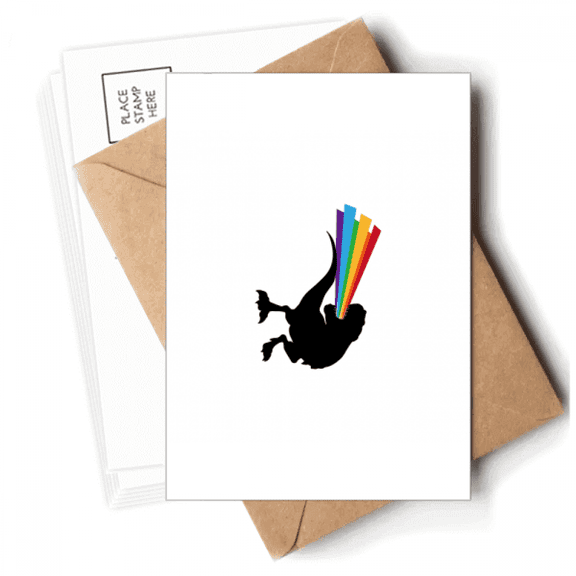 Rainbow Fountain Dinosaur Back Postcards Envelopes Blank Note Cards Mailing