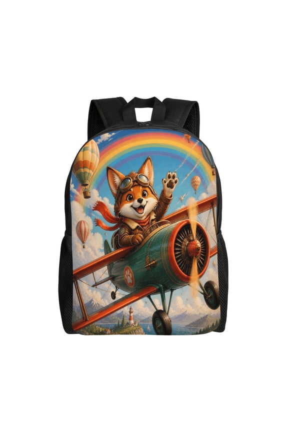 Rainbow Fox Backpack Full Front Print Travel Laptop Bag for Men and Women