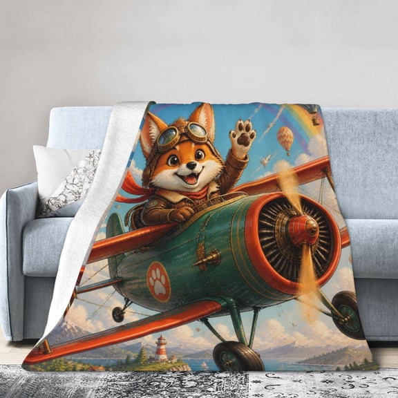 Rainbow Fox Blanket Cozy Soft Fleece Blanket Gift for Home Decor 50x40