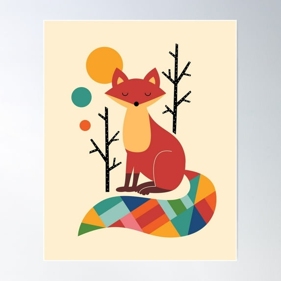 Rainbow Fox Poster Wall Art, Modern Wall Decor For Living Room Bedroom, 8x12 UNFRAMED