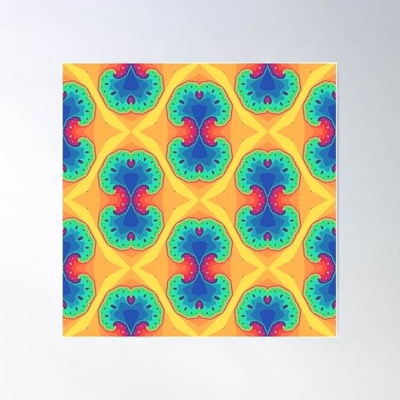 Rainbow Fractal Seamless Pattern 4 Poster Wall Art, Modern Wall Decor For Living Room Bedroom, 24x24 UNFRAMED