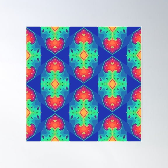 Rainbow Fractal Seamless Pattern 5 Poster Wall Art, Modern Wall Decor For Living Room Bedroom, 24x24 UNFRAMED