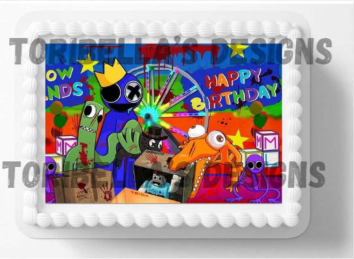 Rainbow Friends Birthday Edible Image Cake Topper, by ToriBellas Designs