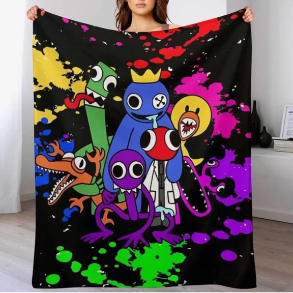 Rainbow Friends Throw Blanket Cloud-Soft Bedding for Sofa & Air Conditioning Skin-friendly Lightweight Soft Machine Washable Gifts
