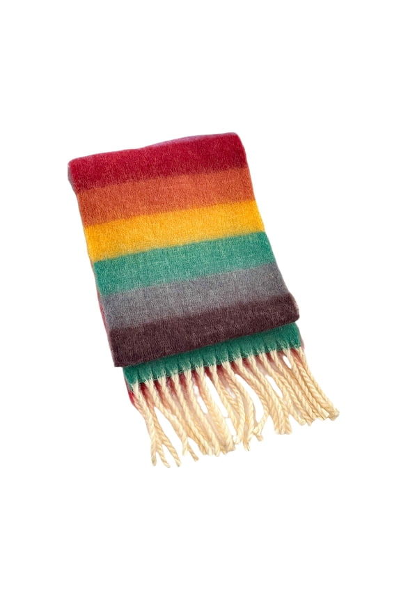 Rainbow Fringe Kids Scarf Cosy Fashionable Long Muffler Baby Winter Neck Warmer for Children Unisex Designing Neckwear