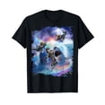thumbnail image 1 of Rainbow Galaxy Cat Riding Shark in Space T-Shirt, 1 of 5