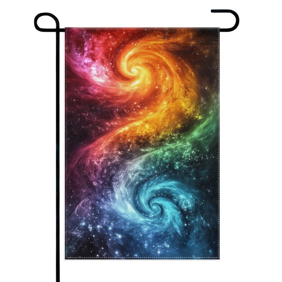 Rainbow Galaxy Garden Flags 12×18 Inch Double Sided Decorative Yard Banner Seasonal Flag for Outdoor Outside Decor