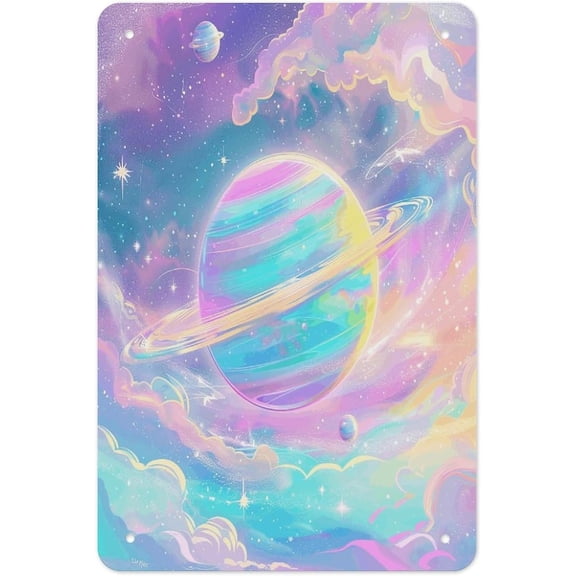 Rainbow Galaxy Metal Tin Sign Decorative Wall Art Poster for Bar Pub Cafe Diner 8 x 12 Inch