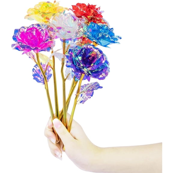 Rainbow Galaxy Rose Artificial Flowers Birthday Gift for Women, 24 Piece
