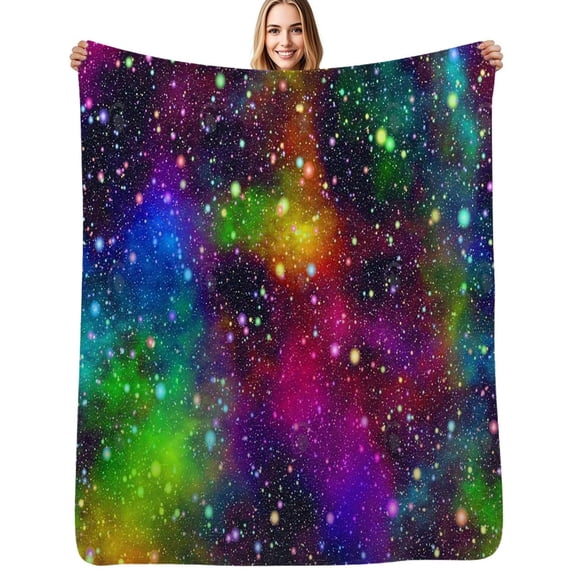 Rainbow Galaxy Soft Blanket Travel Bedding Throws Flannel Bedspread Sofa Bed Cover