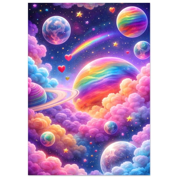 Rainbow Galaxy Space Art Print, Fantasy Universe, Kids Room Poster Physical Wall Art , Poster Print Only