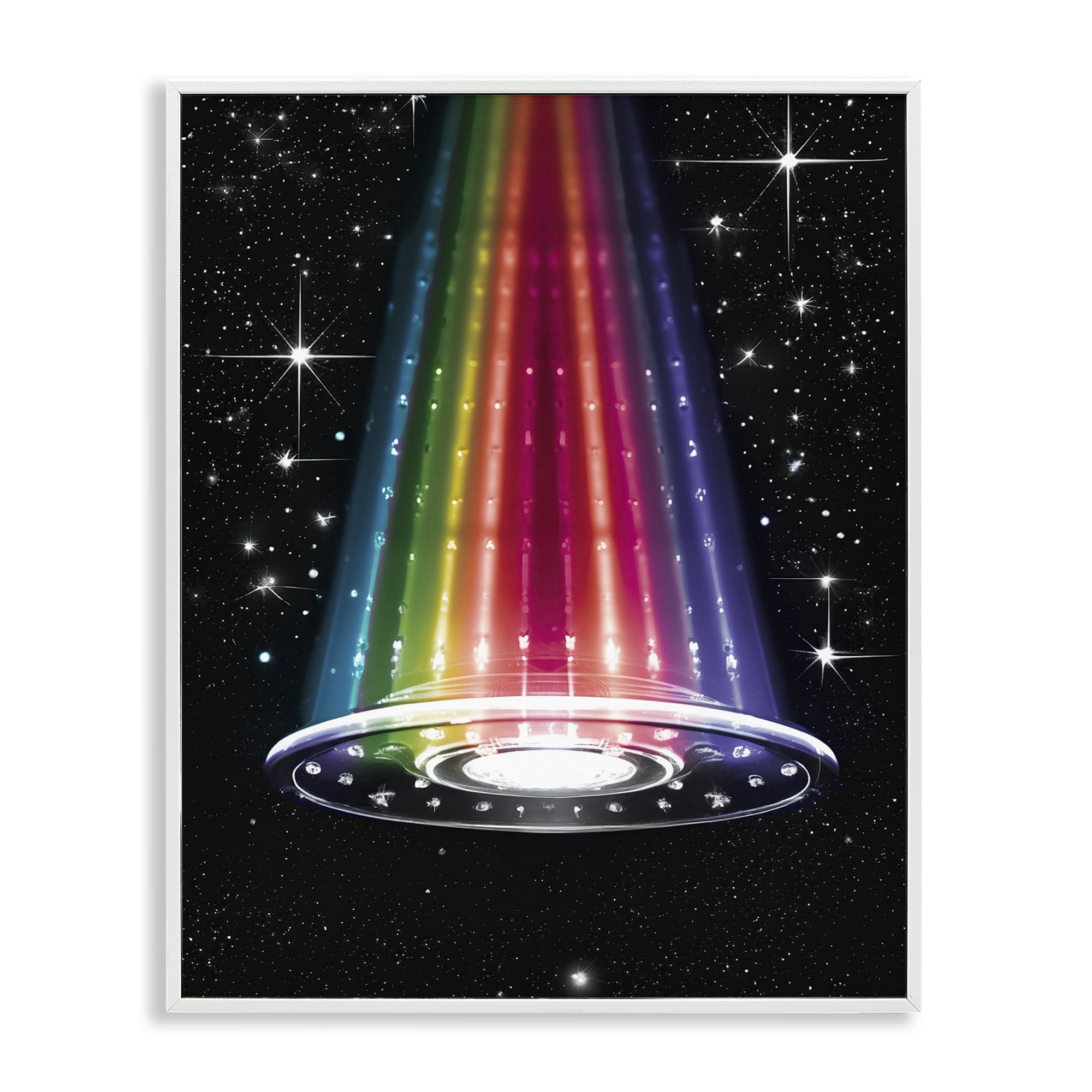 Rainbow Galaxy UFO White Framed Giclee Art, design by Sasha