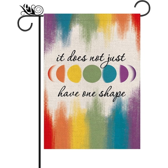 Rainbow Garden Flag It Does Not Just Have One Shape Double Sided LGBT Lesbian Gay Transgender Pansexual Stuff Pride Flag Farmhouse Yard Outdoor Lawn Decoration 12.5 x 18 Inch