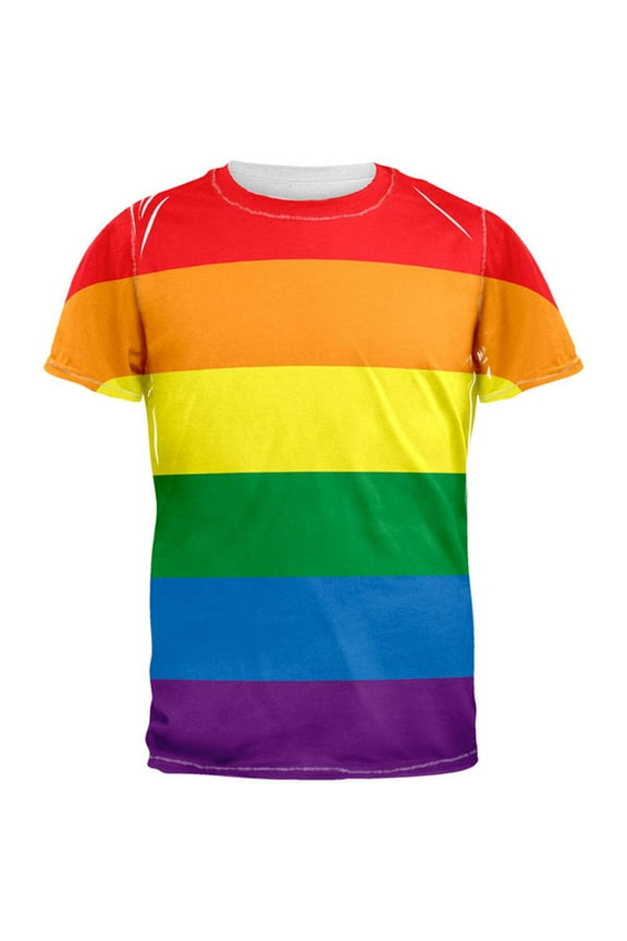 Rainbow Gay Pride All Over Adult T-Shirt - 2X-Large