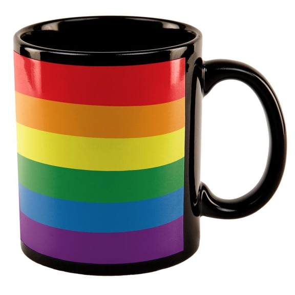 Rainbow Gay Pride Flag All Over Black Out Coffee Mug