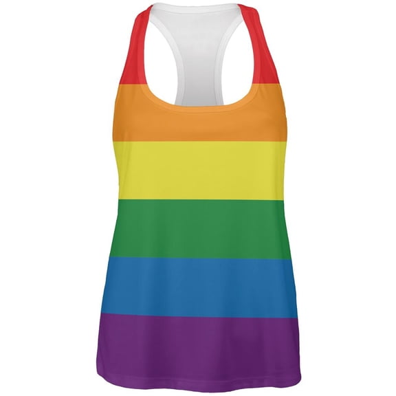 Rainbow Gay Pride Flag All Over Womens Work Out Tank Top Multi LG
