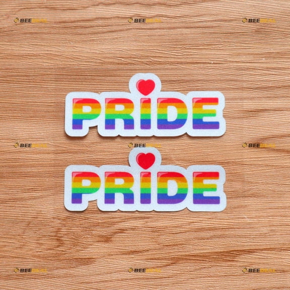 Rainbow Gay Pride Lettering Sticker Decal Vinyl Style b - 2 Pack Reflective 4" - For Car Boat Laptop Cup
