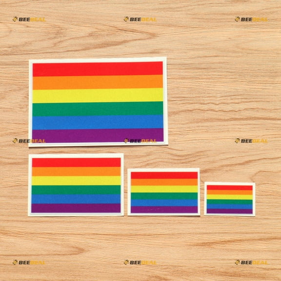 Rainbow Gay Pride Movement Flag Vinyl Decal Sticker - 4 Pack Reflective, 2 Inches, 3 Inches, 4 Inches, 6 Inches - for Car Boat Laptop Cup Phone
