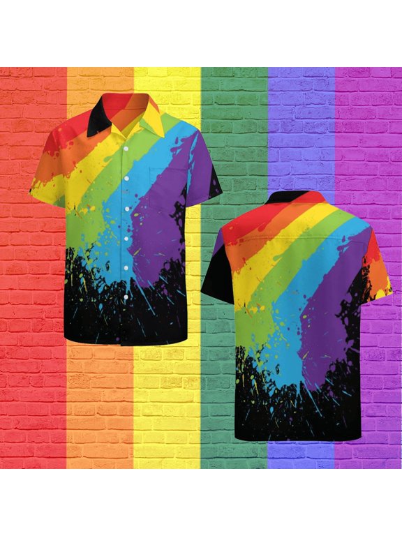 Rainbow Gaymer Lgbt Pride Hawaiian Shirt Mens Button Down Plus Size Tropical Hawaii Beach