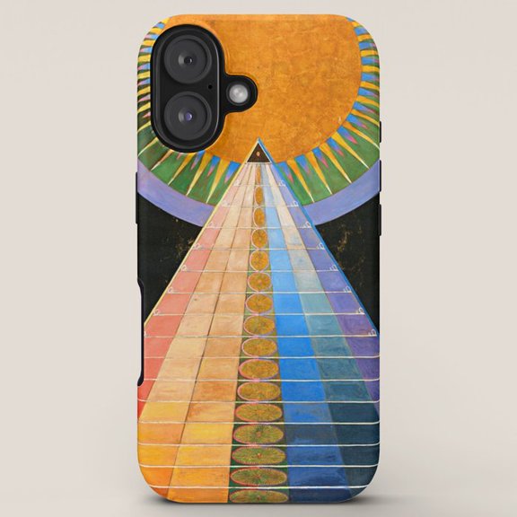 Rainbow Geometric Pyramid and Sun Tough Case for Apple iPhone, Dual-Layer Polycarbonate and TPU