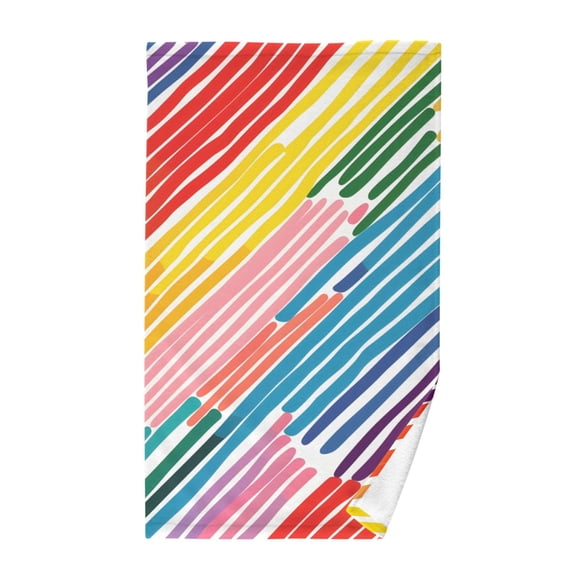 Rainbow Geometric Stripes Print Cotton Face Towel Soft Hand Towel Absorbent Bathroom Towel for Kitchen Hotel