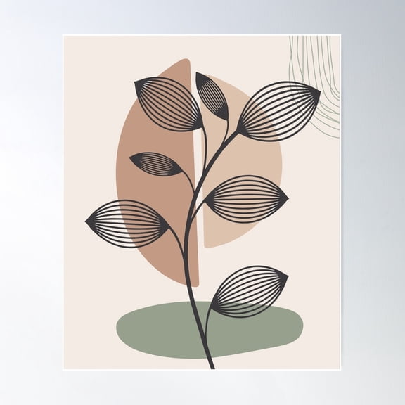 Rainbow Geometry Leaves Sun Abstract Boho Poster Wall Art, Modern Wall Decor For Living Room Bedroom, 12x18 UNFRAMED