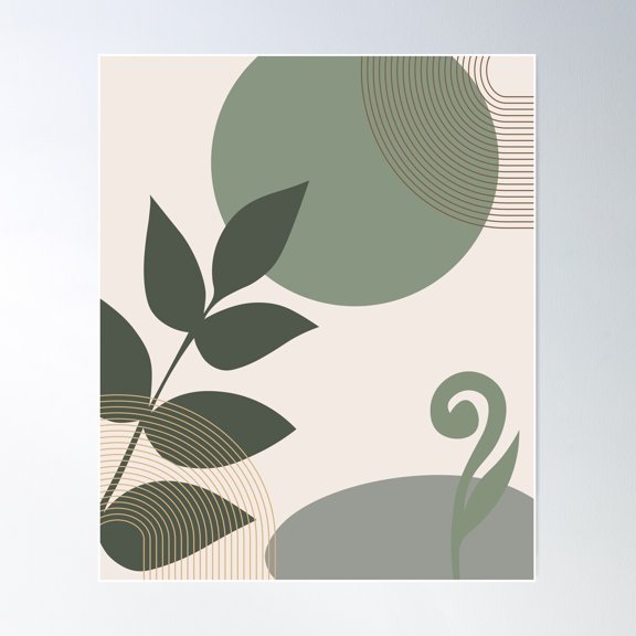 Rainbow Geometry Leaves Sun Abstract Boho Poster Wall Art, Modern Wall Decor For Living Room Bedroom, 8x12 UNFRAMED