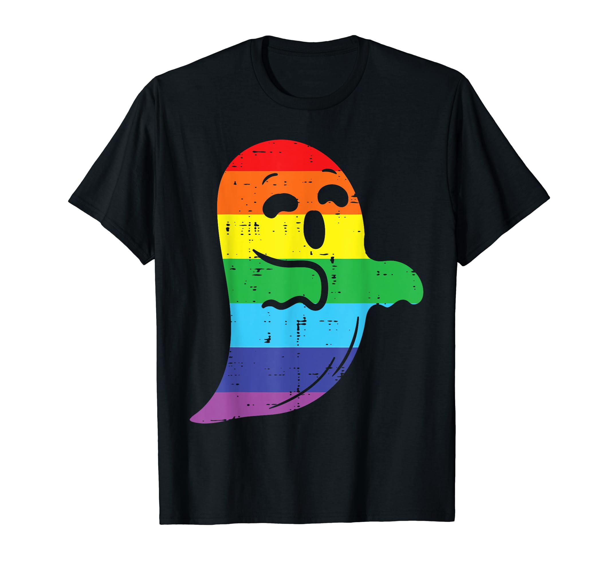 Rainbow Ghost LGBT Gay Pride Lesbian Halloween Costume Short Sleeve Black  T-shirt - Walmart.com