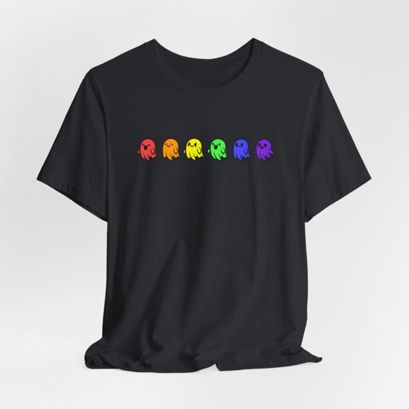 Rainbow Ghost Tee, Halloween Shirt, Unisex Graphic T-Shirt, Spooky Apparel