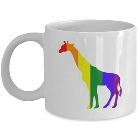 Rainbow Giraffe 11 oz Coffee Mug - Unique Ceramic Gift