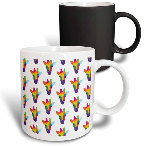 3drose, Rainbow Giraffes, 11oz Magic Transforming Mug