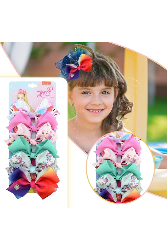 Rainbow Girls Hair Bow Barrettes Set Colorful Ribbon Clips for Girls Hair Accessories