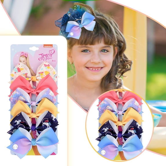 Rainbow Girls Hair Bow Barrettes Set Colorful Ribbon Clips for Girls Hair Accessories