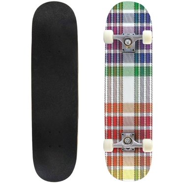 Rainbow Glen Plaid textured seamless pattern suitable for fashion Outdoor Skateboard Longboards 31"x8" Pro Complete Skate Board Cruiser