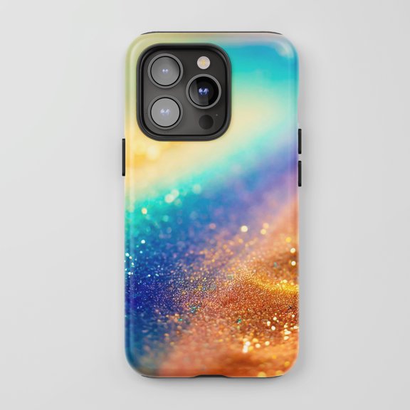 Rainbow Glitter Phone Case For All iPhone Series Tough Protective Phone Case Abstract Colorful