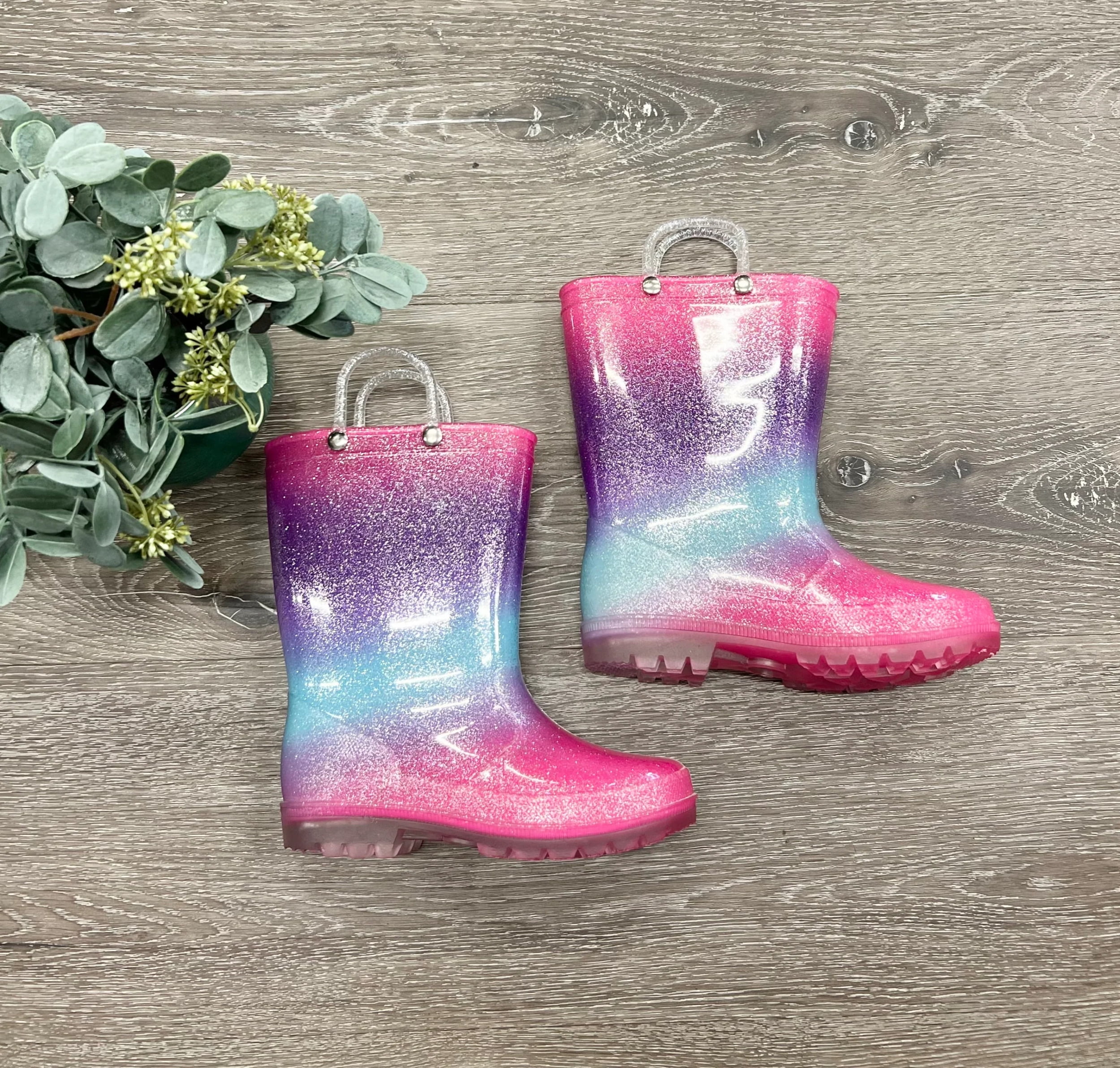 Rainbow glitter rain boots 2025