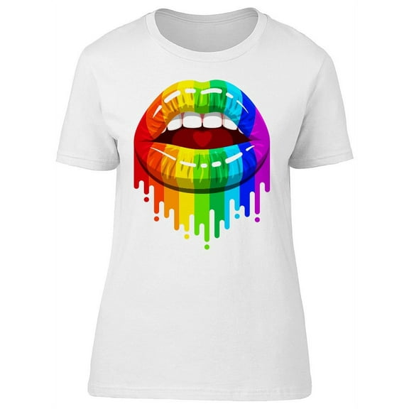 Rainbow Glossy Lipsticks T-Shirt Women -Image by Shutterstock, Female Small