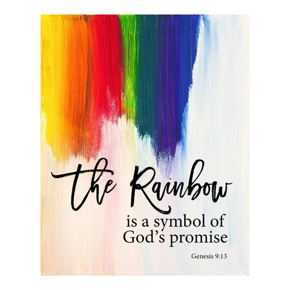Rainbow Is God's Promise - Spiritual Wall Art Print, Bible Verse Wall Art Decor For Home Decor, Office Decor, Church Decor, Living Room Decor, Unframed Wall Art Print