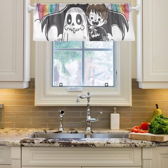 Rainbow Gost Curtain Valances Farmhouse Design Window Treatment Decor Blackout Rod Pocket for Windows Living Room Kitchen 54" x 18"